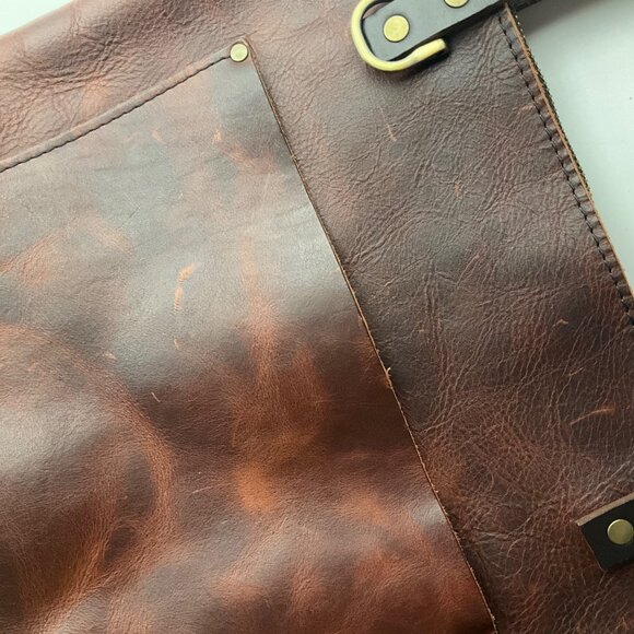 Portland Leather Goods Distressed Leather Tote Bag Brown Lava Boho - Picture 11 of 14